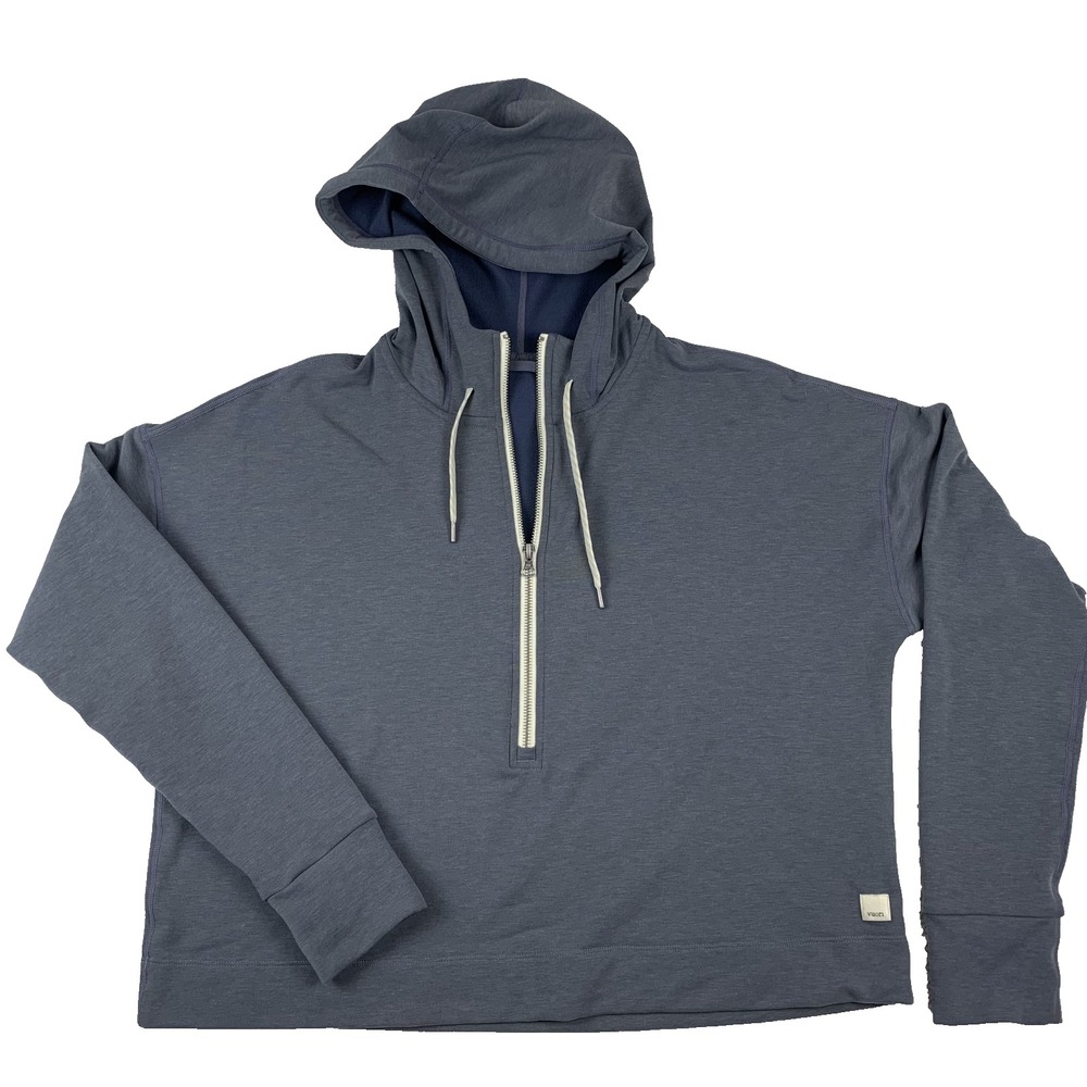 Vuori Gray Half Zip Hoodie Womens Pullover Activewear Relaxed Fit Long Sleeve